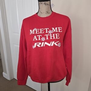 PINK Victoria's Secret Red "Meet Me At The Rink" Sweatshirt Large